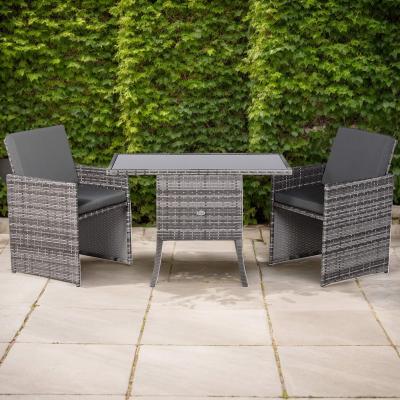 Bali Range Rattan Furniture Set for Balcony Poolside in Grey Rattan
