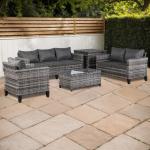 Milan Range Sectional Sofa Sets in Grey Rattan and Grey Cushions