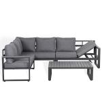 CK-02 Vancouver Range LHF Corner Set Charcoal Aluminium Frame With Grey Cushions