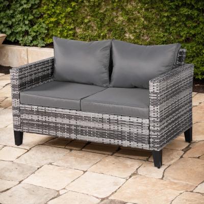 Milan Range 2-Seater Sofa in Grey Rattan and Grey Cushions