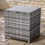 Milan Range Square High Side Table in Grey Rattan Weave