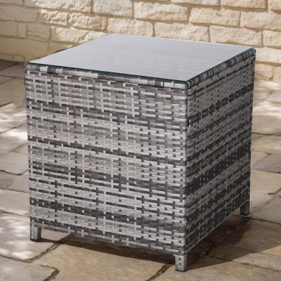Milan Range Square High Side Table in Grey Rattan Weave