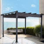 Eden 3 X 3M Aluminium Pergola With Retractable Grey Roof, Large Garden Pergola for BBQ, Outdoor and patio, in Charcoal