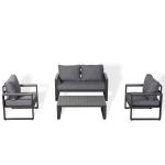CK-04 Vancouver Range Large Sofa Set Charcoal Aluminium Frame With Grey Cushions