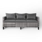 Milan Range 3-Seater Sofa in Grey Rattan and Grey Cushions