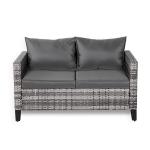 Milan Range 2-Seater Sofa in Grey Rattan and Grey Cushions