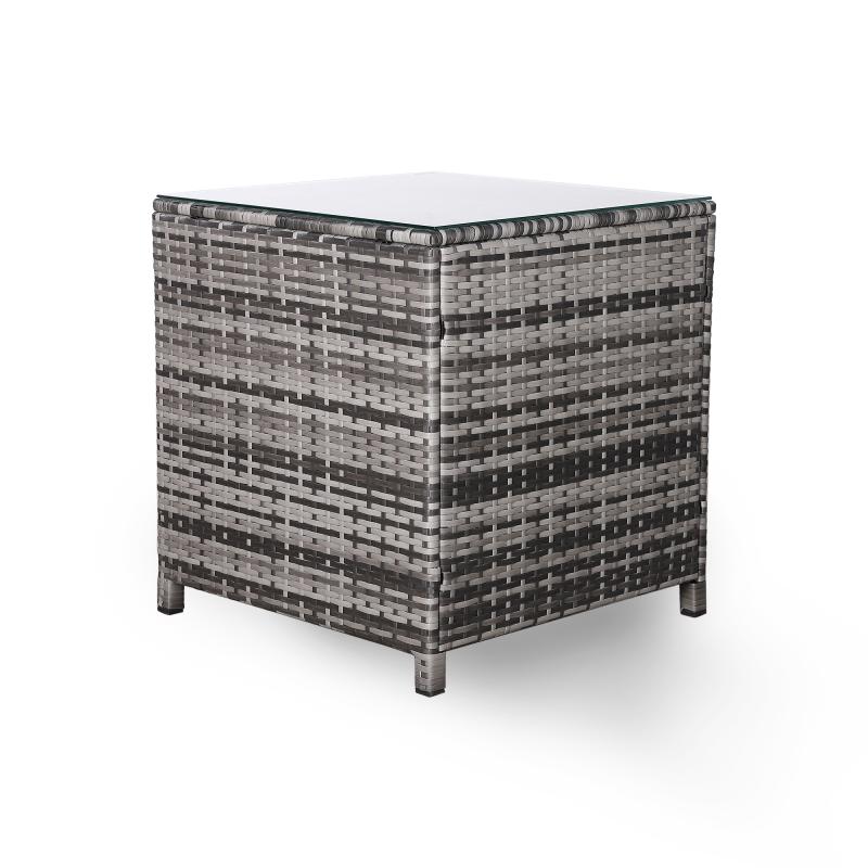 Milan Range Square High Side Table in Grey Rattan Weave