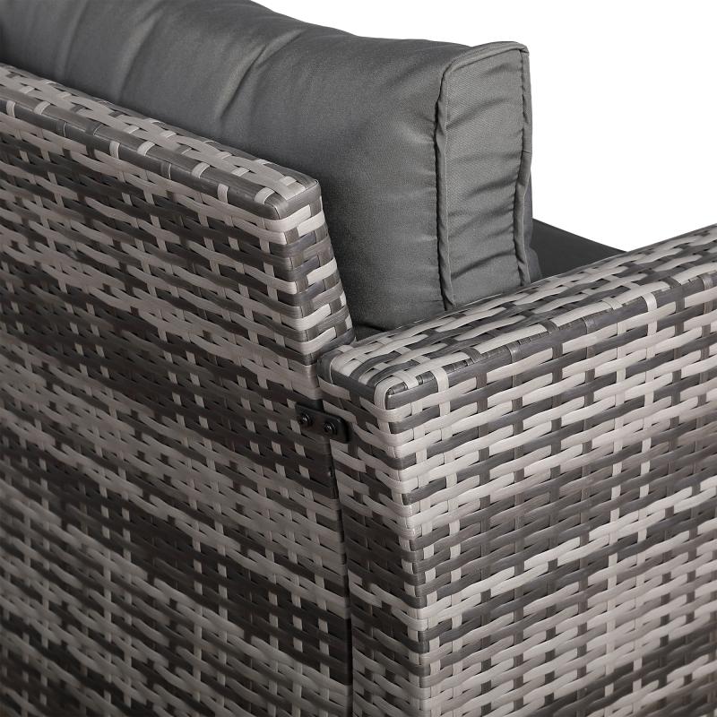 Milan Range Sectional Sofa Sets in Grey Rattan and Grey Cushions