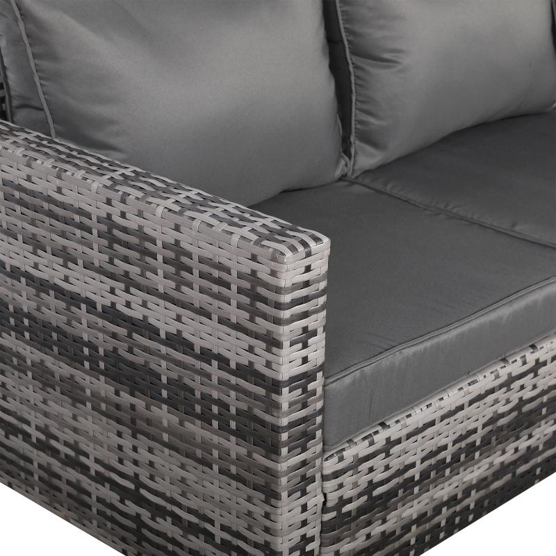 Milan Range Sectional Sofa Sets in Grey Rattan and Grey Cushions