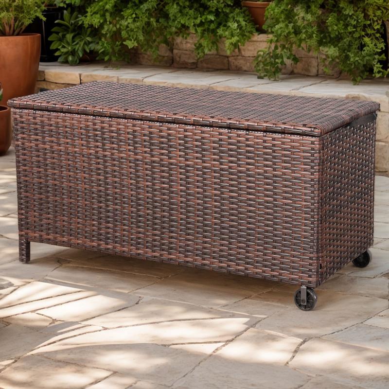 Milan Range Large Storage Box  in Grey / Brown Rattan Weave