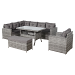 Oxford Range Elite Lhf Corner Sofa Set with Dining Table and Arm Chair in Grey Rattan