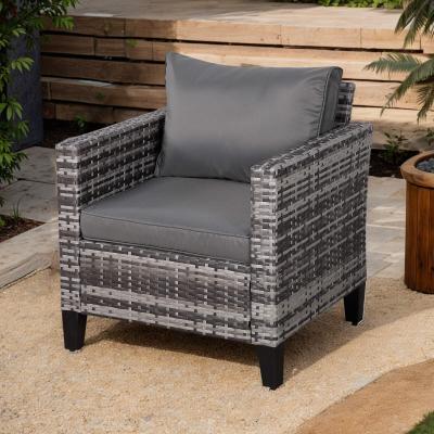 Milan Range Single Arm Chair in Grey Rattan and Grey Cushions