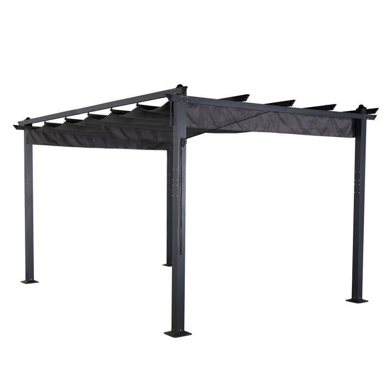 Eden 3 X 4M Aluminium Pergola With Retractable Grey Roof, Large Garden Pergola for BBQ, Outdoor and patio, in Charcoal
