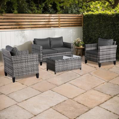 Milan Range Sectional Sofa Sets in Grey Rattan and Grey Cushions