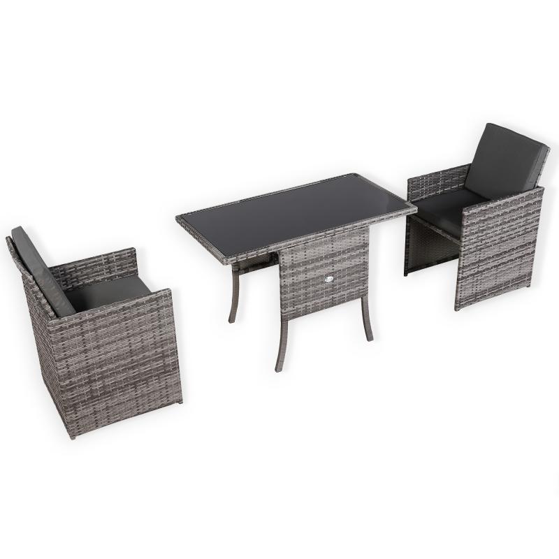 Bali Range Rattan Furniture Set for Balcony Poolside in Grey Rattan