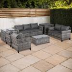 Milan Range Sectional Sofa Sets in Grey Rattan and Grey Cushions