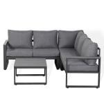 CK-01 Vancouver Range Square Corner Set Charcoal Aluminium Frame With Grey Cushions