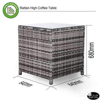 Milan Range Square High Side Table in Grey Rattan Weave