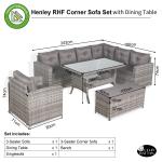 Oxford Range Elite Rhf Corner Sofa Set with Dining Table and Arm Chair in Grey Rattan