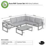 CK-03 Vancouver Range RHF Corner Set Charcoal Aluminium Frame With Grey Cushions