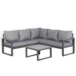 CK-01 Vancouver Range Square Corner Set Charcoal Aluminium Frame With Grey Cushions