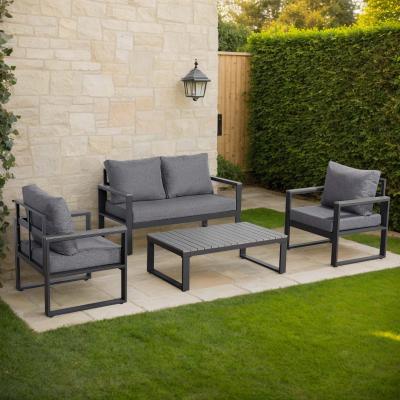 CK-04 Vancouver Range Large Sofa Set Charcoal Aluminium Frame With Grey Cushions