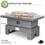 Amalfi Gas Firepit Rising Table with Glass Wind Guard & Lava Rocks, 55,000 BTU
