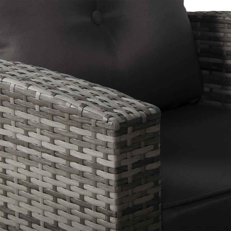 Oxford Range Elite Lhf Corner Sofa Set with Dining Table and Arm Chair in Grey Rattan