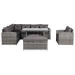 Oxford Range Elite Lhf Corner Sofa Set with Dining Table and Arm Chair in Grey Rattan