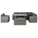 Oxford Range Elite Rhf Corner Sofa Set with Dining Table and Arm Chair in Grey Rattan