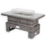 Bail Gas Firepit Rising Table with Glass Wind Guard & Lava Rocks, 55,000 BTU