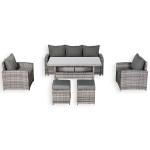Oxford Range High Back Large Dining Sofa Set in Grey Weave with Dinning Table