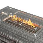 Bail Gas Firepit Rising Table with Glass Wind Guard & Lava Rocks, 55,000 BTU