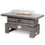 Bail Gas Firepit Rising Table with Glass Wind Guard & Lava Rocks, 55,000 BTU