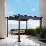 Eden 3 X 4M Aluminium Pergola With Retractable Grey Roof, Large Garden Pergola for BBQ, Outdoor and patio, in Charcoal