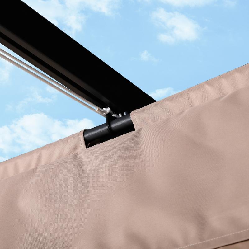 Eden 3 X 4M Aluminium Pergola With Retractable Beige Roof, Large Garden Pergola for BBQ, Outdoor and patio, in Charcoal