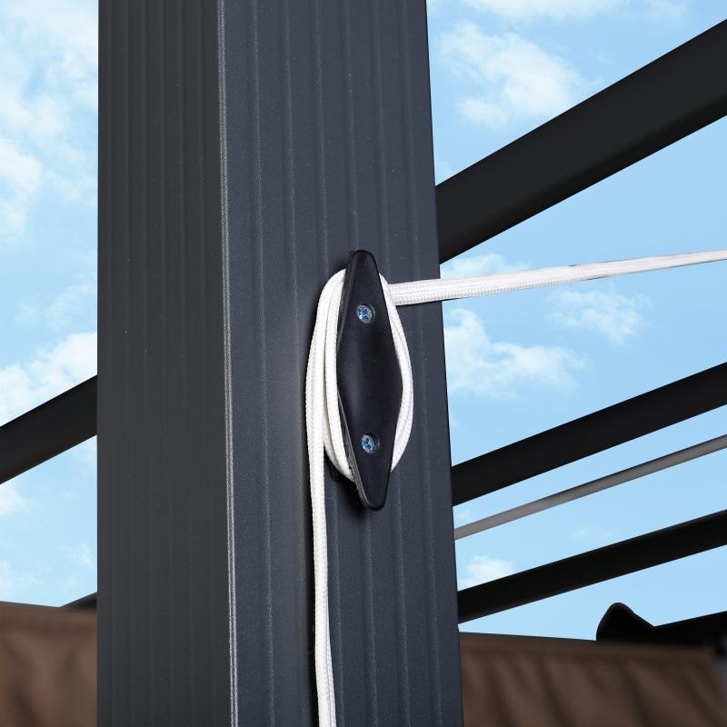 Eden 3 X 4M Aluminium Pergola With Retractable Beige Roof, Large Garden Pergola for BBQ, Outdoor and patio, in Charcoal