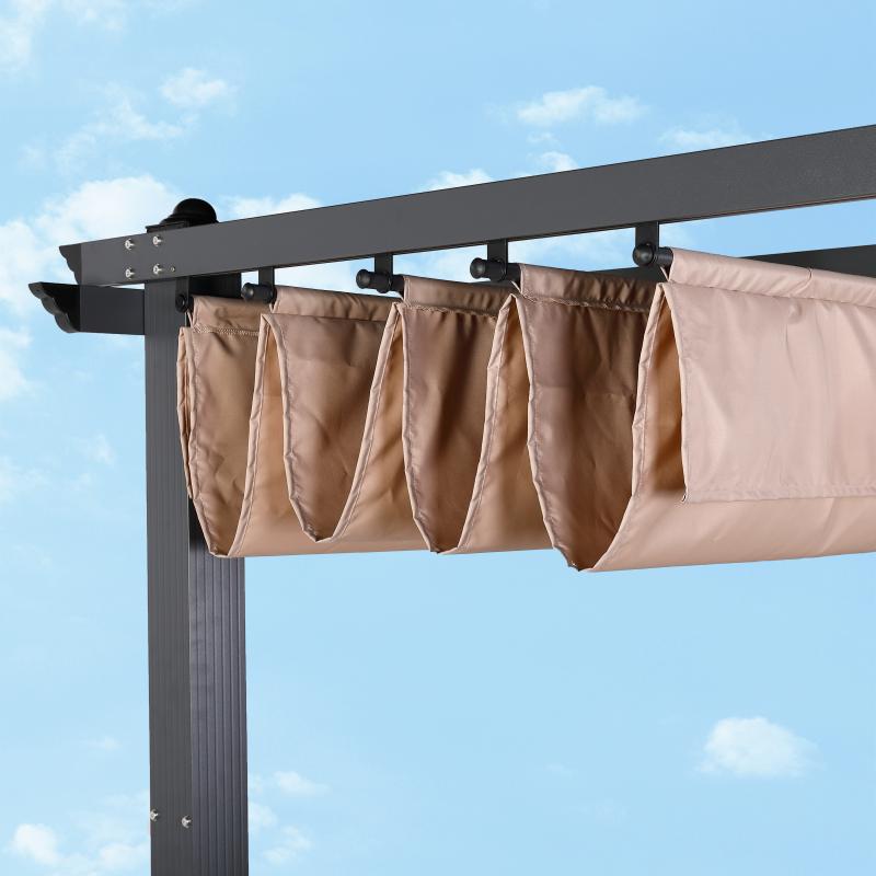 Eden 3 X 4M Aluminium Pergola With Retractable Beige Roof, Large Garden Pergola for BBQ, Outdoor and patio, in Charcoal