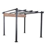 Eden 3 X 4M Aluminium Pergola With Retractable Beige Roof, Large Garden Pergola for BBQ, Outdoor and patio, in Charcoal