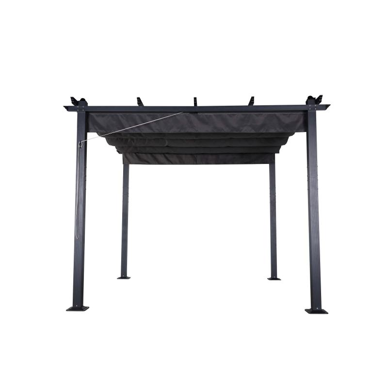 Eden 3 X 3M Aluminium Pergola With Retractable Grey Roof, Large Garden Pergola for BBQ, Outdoor and patio, in Charcoal