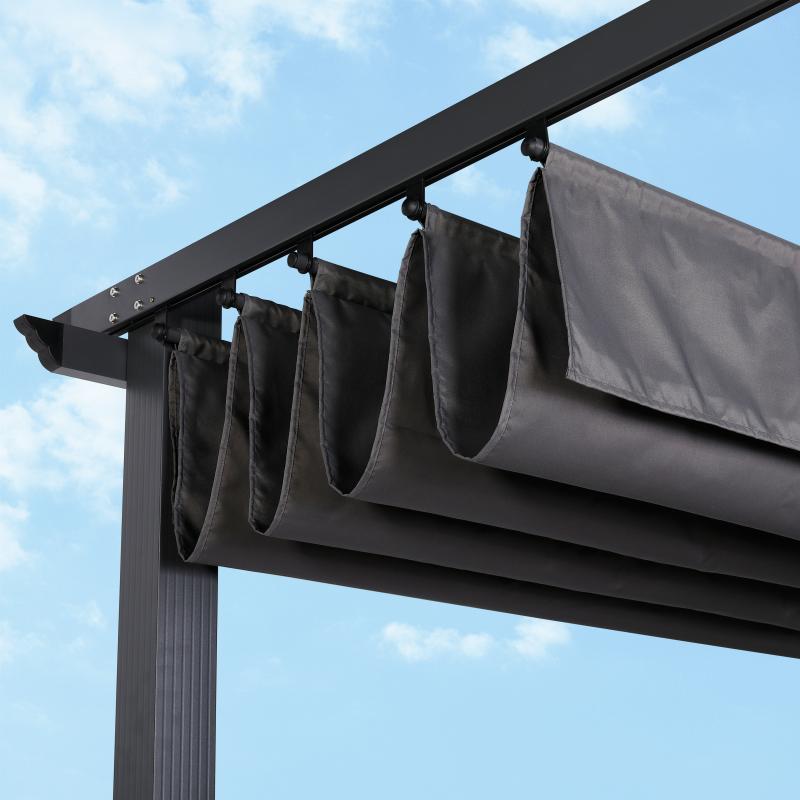 Eden 3 X 4M Aluminium Pergola With Retractable Grey Roof, Large Garden Pergola for BBQ, Outdoor and patio, in Charcoal