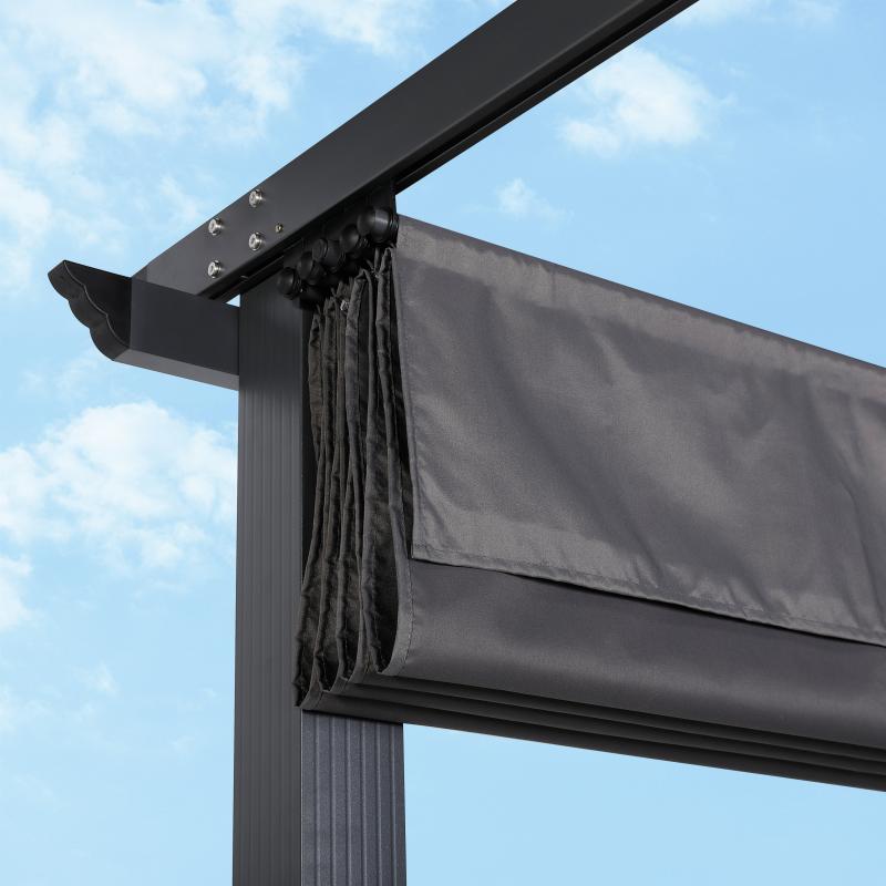 Eden 3 X 4M Aluminium Pergola With Retractable Grey Roof, Large Garden Pergola for BBQ, Outdoor and patio, in Charcoal