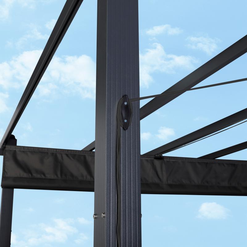 Eden 3 X 4M Aluminium Pergola With Retractable Grey Roof, Large Garden Pergola for BBQ, Outdoor and patio, in Charcoal