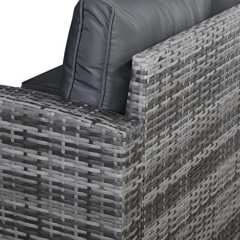 Oxford Range Elite Lhf Corner Sofa Set with Dining Table and Arm Chair in Grey Rattan