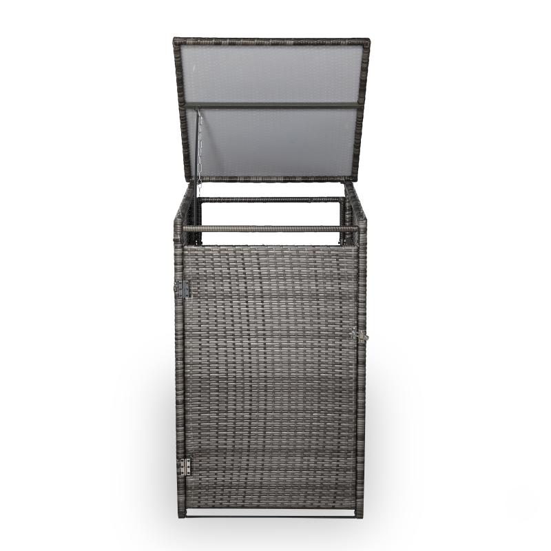 Maldives wheelie bin shed / store in Grey Rattan Weave (WBS-1G)