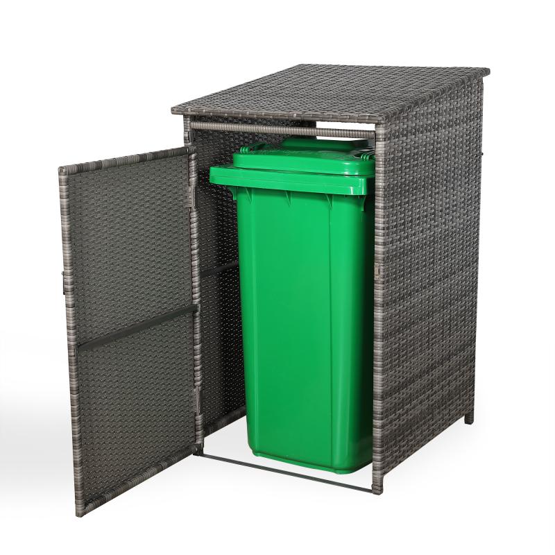 Maldives wheelie bin shed / store in Grey Rattan Weave (WBS-1G)