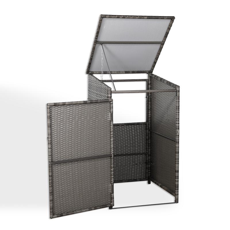 Maldives wheelie bin shed / store in Grey Rattan Weave (WBS-1G)