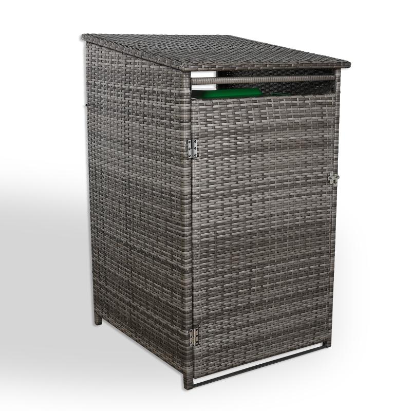 Maldives wheelie bin shed / store in Grey Rattan Weave (WBS-1G)