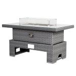 Amalfi Gas Firepit Rising Table with Glass Wind Guard & Lava Rocks, 55,000 BTU