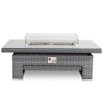 Amalfi Gas Firepit Rising Table with Glass Wind Guard & Lava Rocks, 55,000 BTU